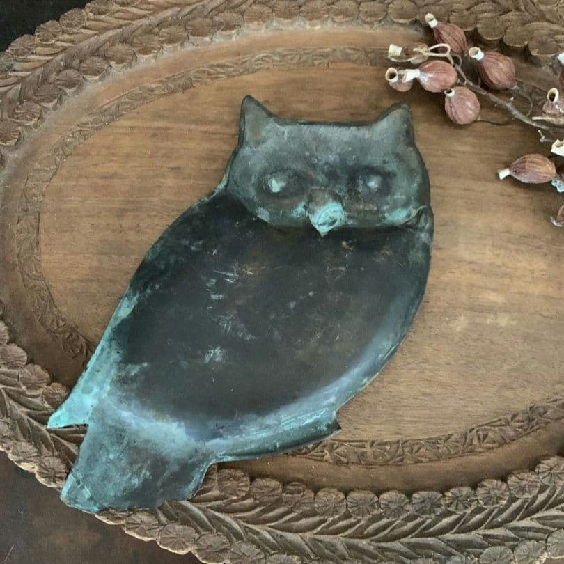 フランス　ふくろうトレイ　 幸福　小物入れ アッシュトレイ　17cm