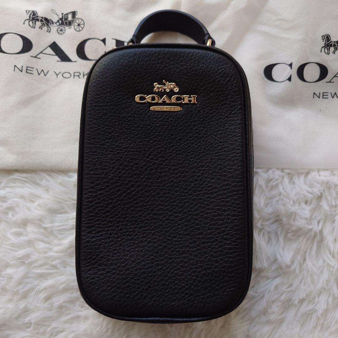 ✨COACH ✨ブラックレザースマホショルダーバックツーウェイ　新品未使用‼️