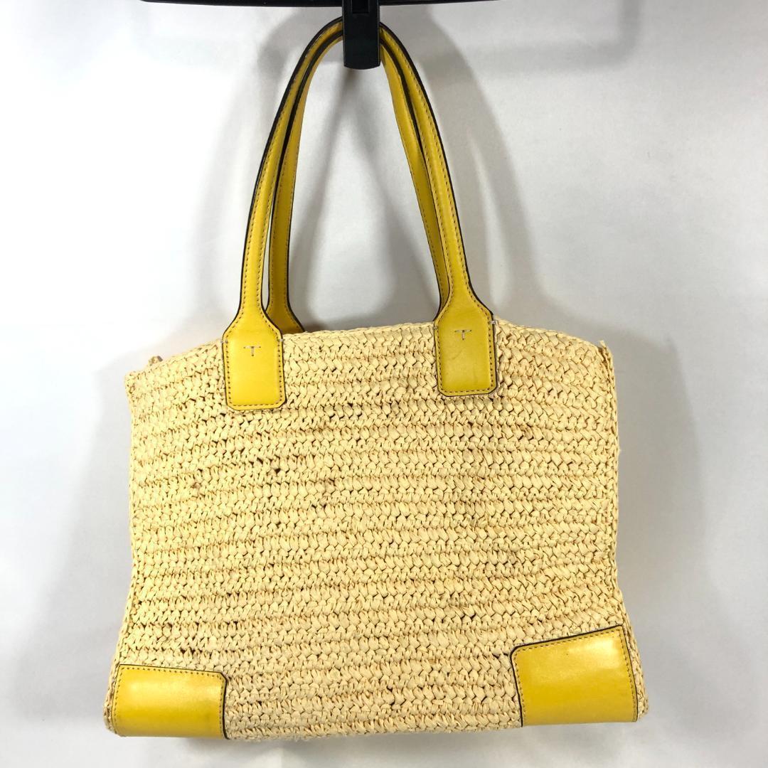 Tory Burch Ella かごバッグ トート ストローレザー イエロー