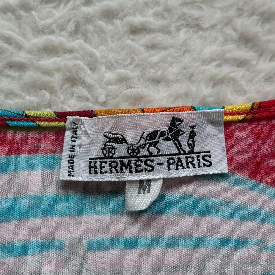 【美品】エルメス Tシャツ 気球 飛行船 大空の狂気 レッド M ヴィンテージ