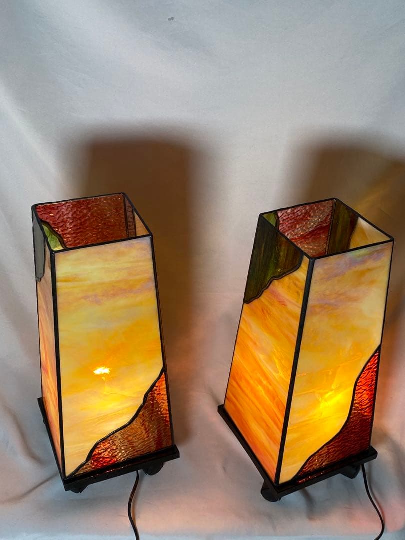 2388❣️ ステンドグラス　行燈　キャスター　付き　2点　セット