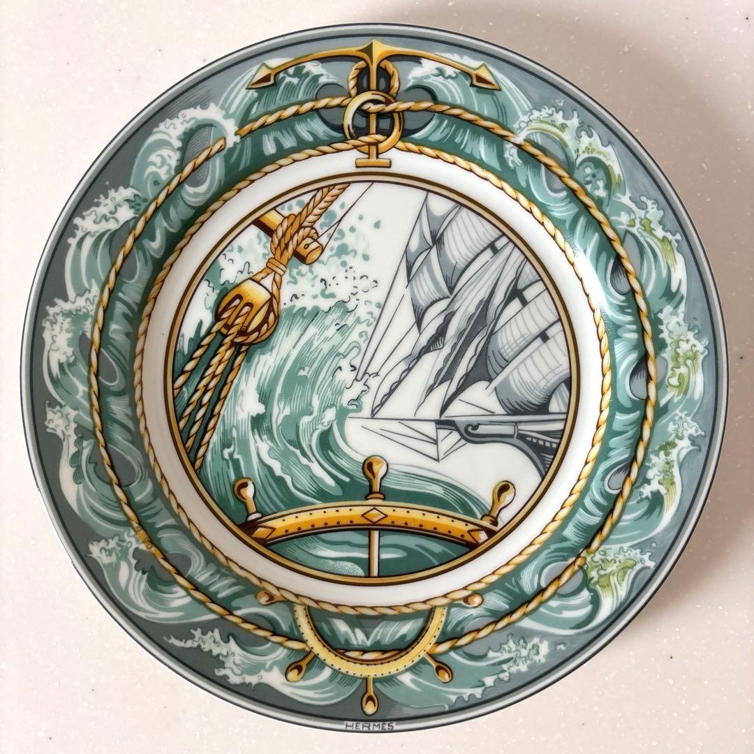 【HERMES】エルメス　パッチワーク突風デザートプレート　21cm 中古　稀少