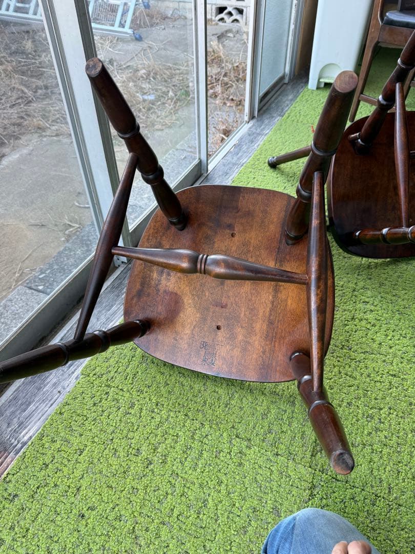 北海道民芸家具 ウィンザーチェア 2脚　無垢材 ダイニングチェア ビンテージ