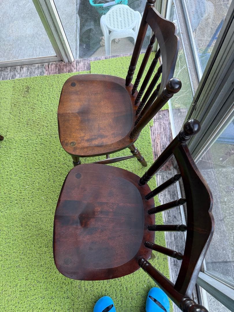 北海道民芸家具 ウィンザーチェア 2脚　無垢材 ダイニングチェア ビンテージ