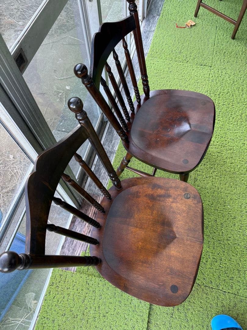 北海道民芸家具 ウィンザーチェア 2脚　無垢材 ダイニングチェア ビンテージ