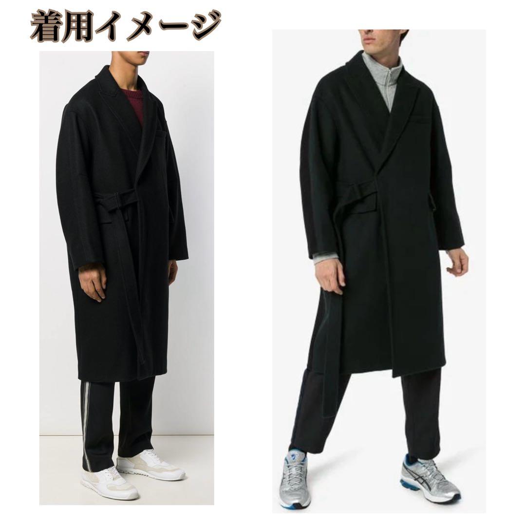 メゾンキツネ ロングコート ラップコート オーバーサイズ 大きい 黒 XL相当