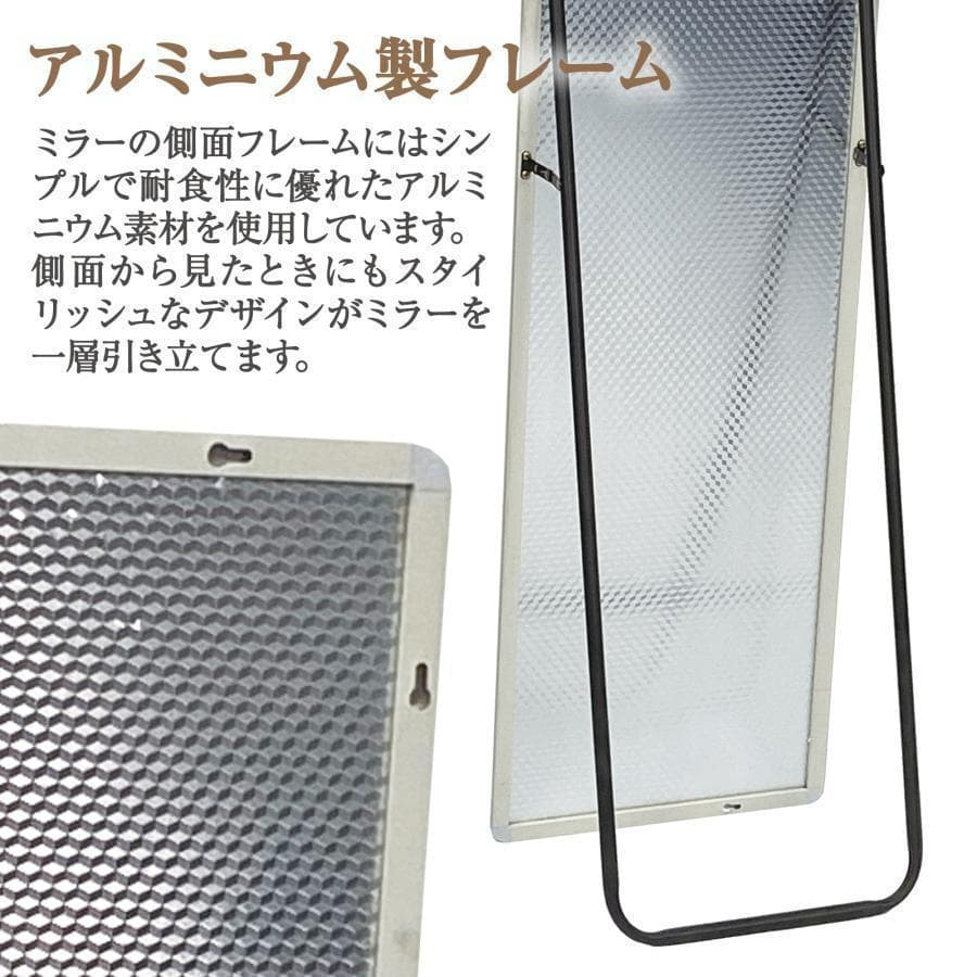 大型 丸角 スタンドミラー 壁掛け 全身鏡 姿見 165x60cm（Rゴールド）