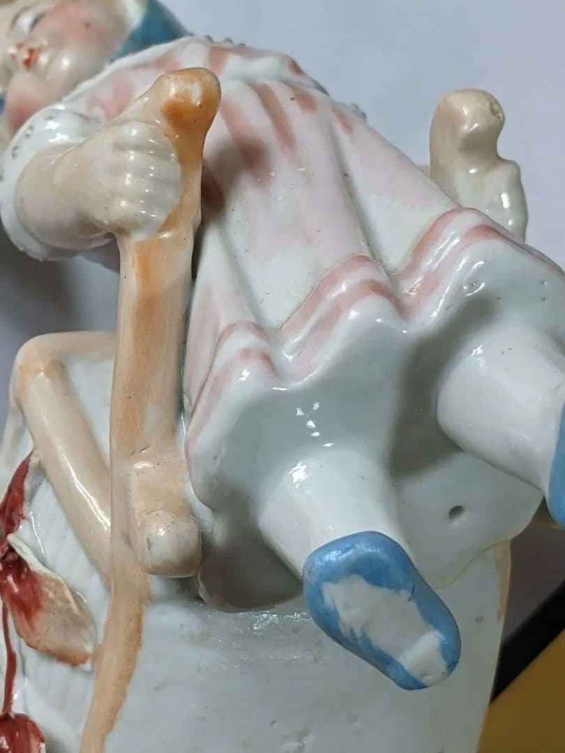 ♦明治時代 アールヌーボ 陶磁器人形 小物入れ？渋沢栄一 ポスター 骨董品