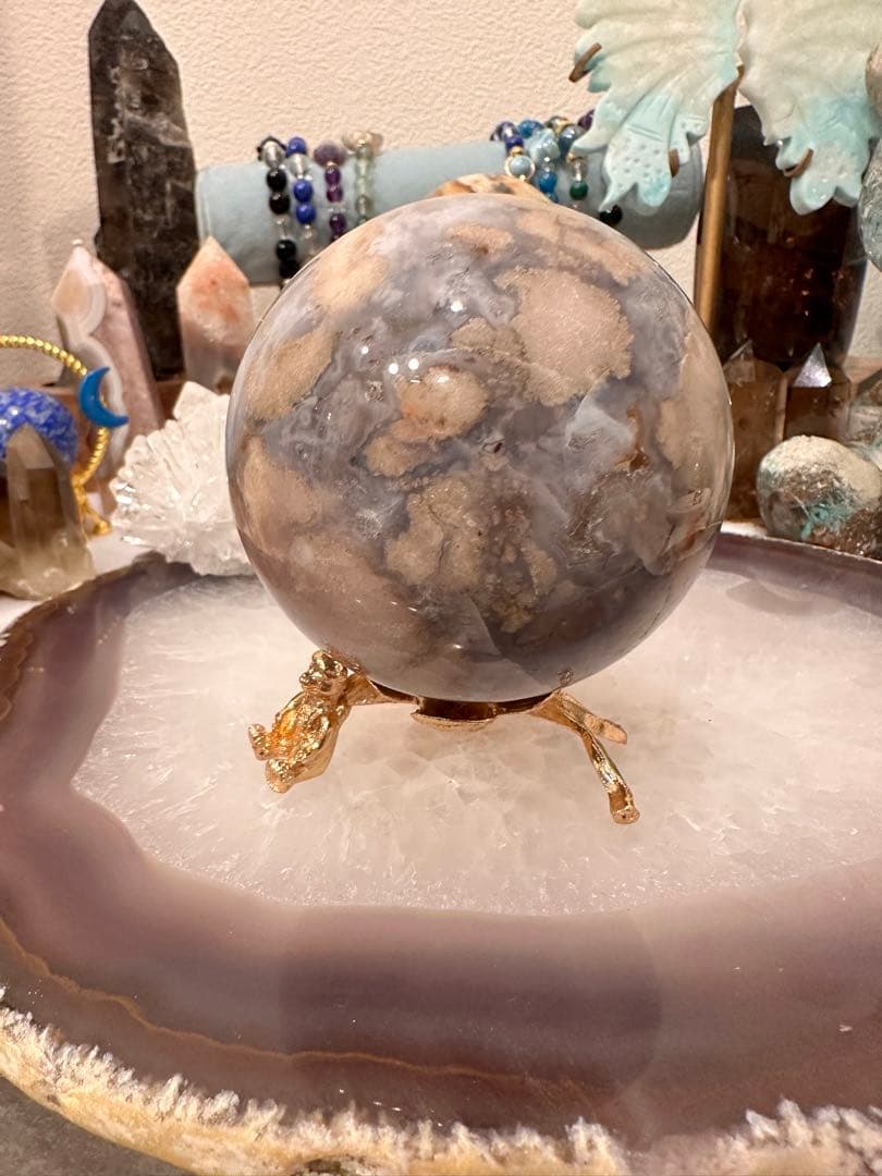 ブルー桜瑪瑙スフィア台座セット♡♡