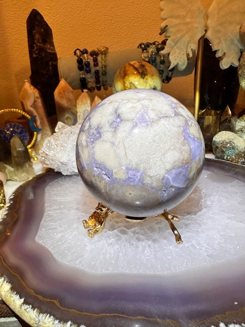 ブルー桜瑪瑙スフィア台座セット♡♡