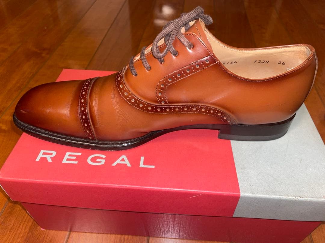 か*ね様 リーガル 122R 濃茶 26.0 ストレートチップ ビジネスシューズ