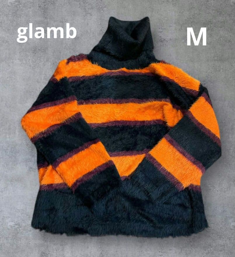 お値下げ！1回着用 glamb タートルネックボーダーニットM