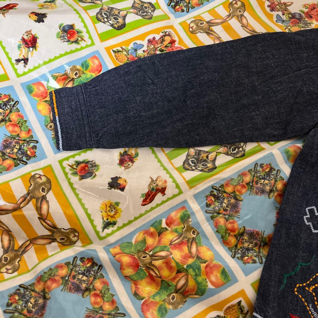 ミキハウス FUNKY 刺繍デニムジャケット 110cm 日本製 バッジ付き