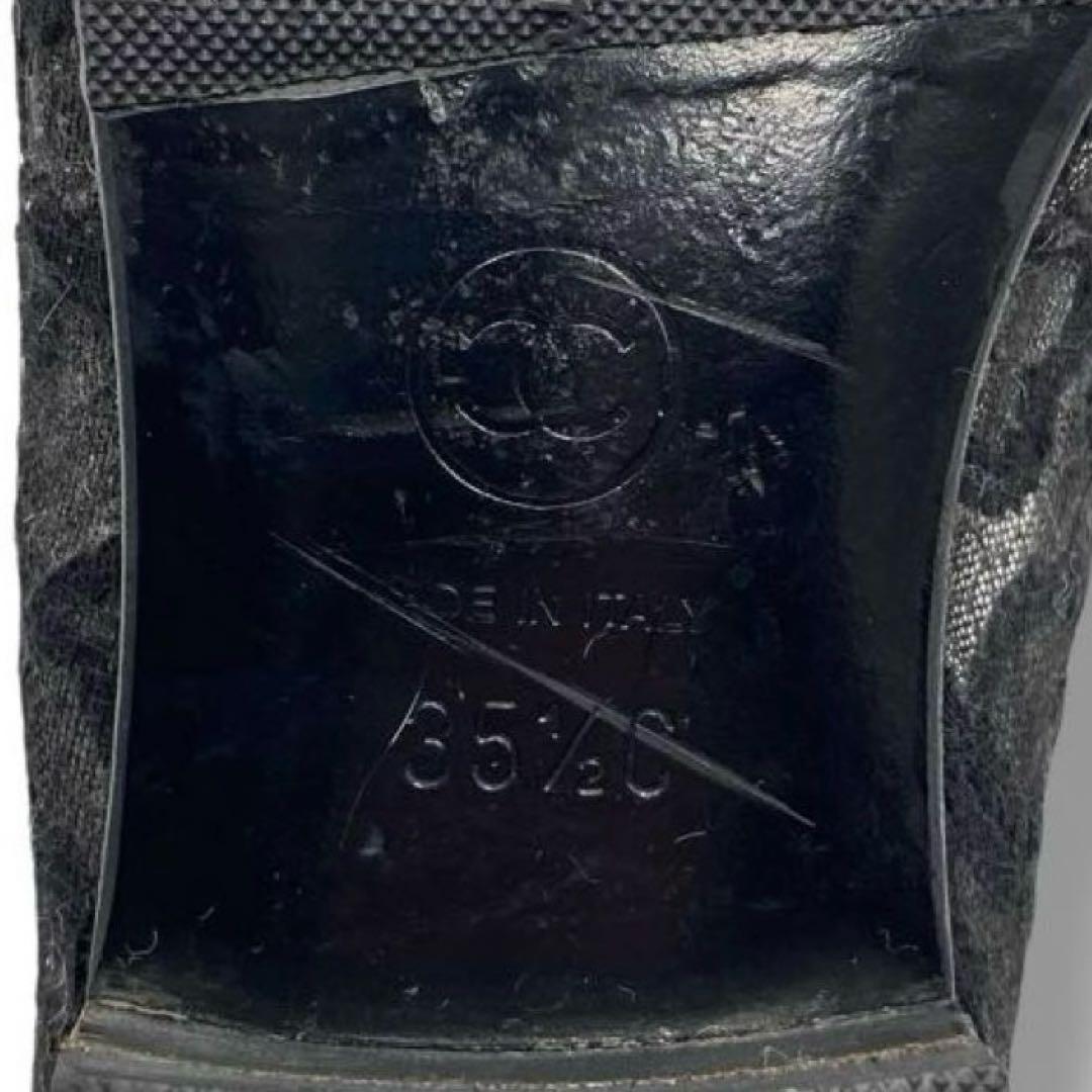 美品 CHANEL シャネル フラット バレエシューズ レース ココマーク 黒