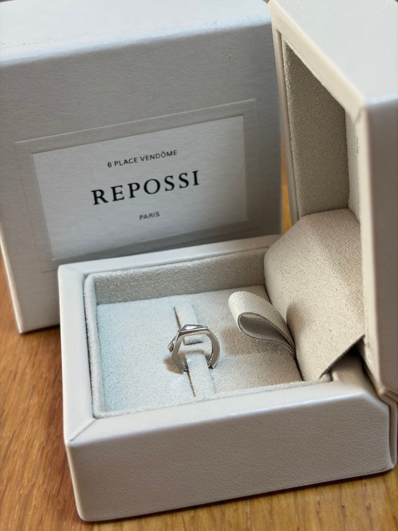 新品＊REPOSSI レポシ アンティフェールK18WG 2連ミニピアス