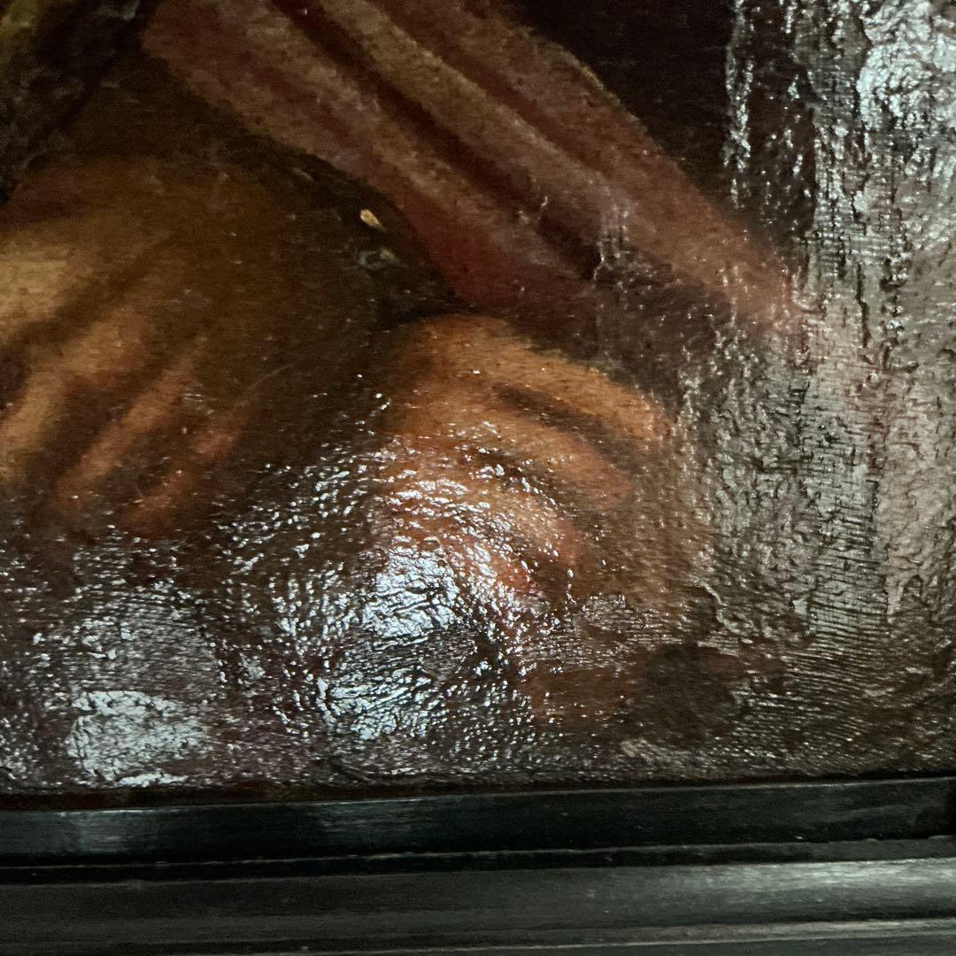 17世紀スペイン絵画　作者不明　本物　宗教画　アート　アンティーク絵画　油彩画