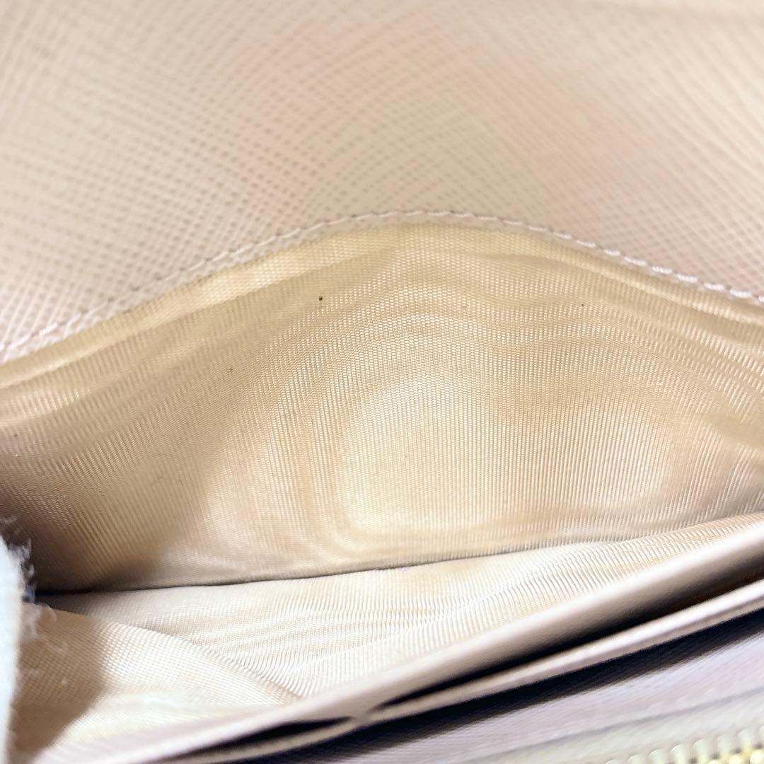 現行/美品✨PRADA サフィアーノレザー 三角ロゴ長財布 ピンクベージュ