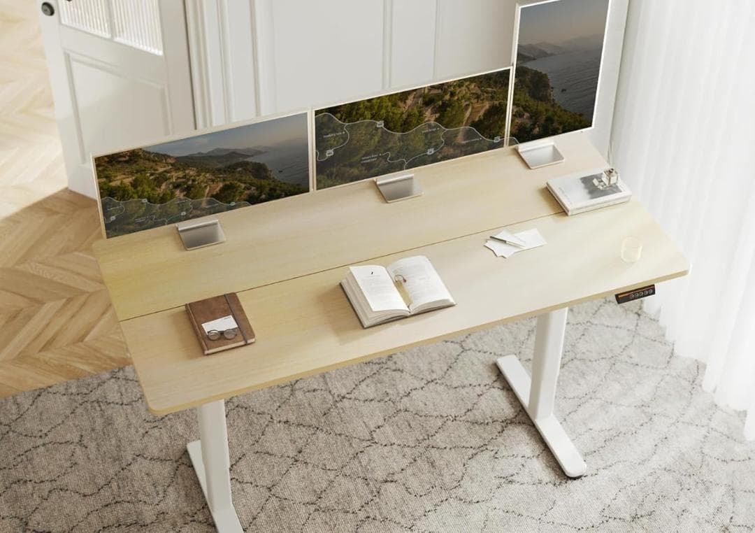 （値下中）電動昇降デスク ナチュラル/ホワイト100x60cm Claiks