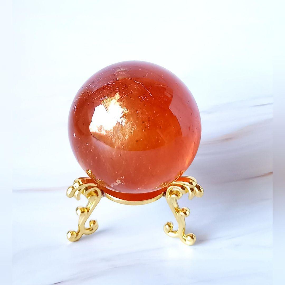 美麗☆虹入り☆ゴールデンカルサイト☆スフィア☆パワーストーン【193】