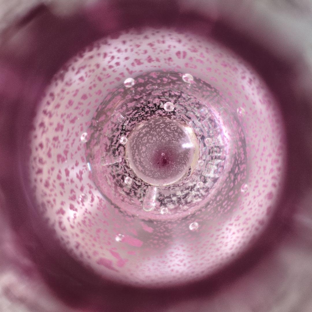 超希少品　サイン有り 現代の名工 黒木国昭 銀彩泡入花器 一輪挿し宙吹きガラス