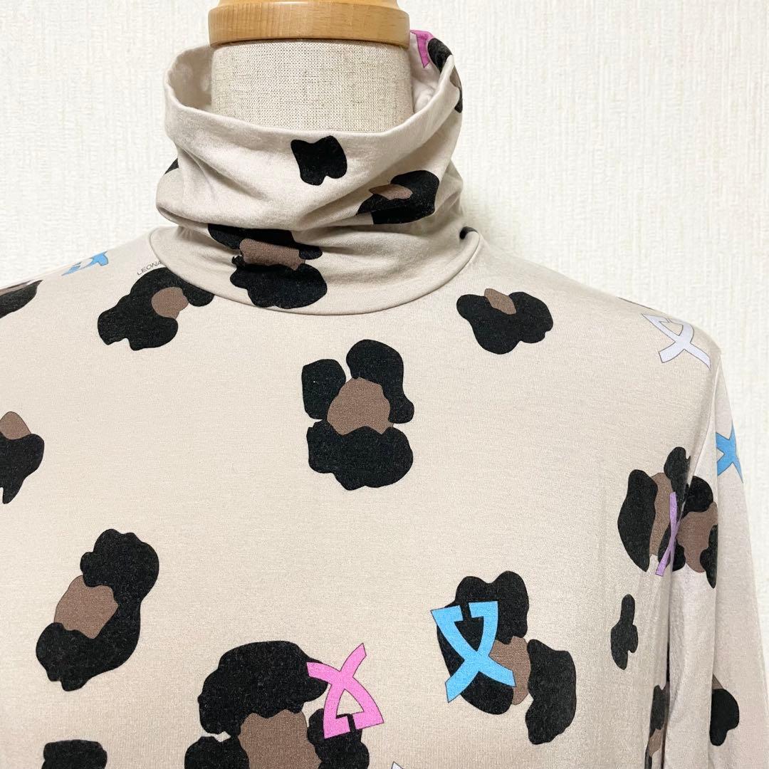 LEONARD レオナール レオパード ハイネック タートルネック カットソー