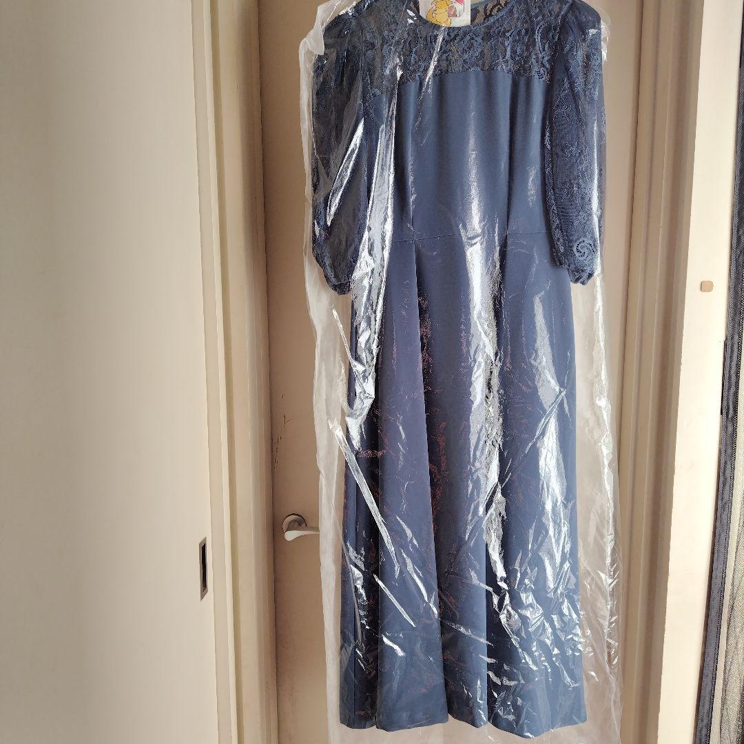 パーティーロングドレス　ブルー　レース