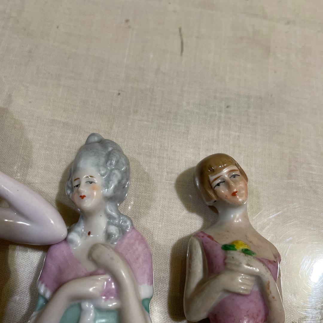 584ハーフドール3体陶器の女性像 イギリス買い付けピンクッション