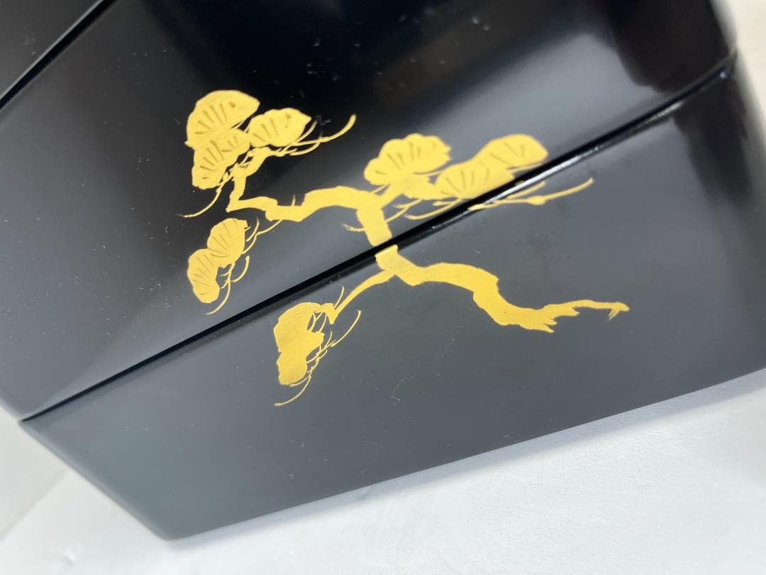 【未使用】　黒内洗朱　木製　目黒廣太謹製　三段重　重箱