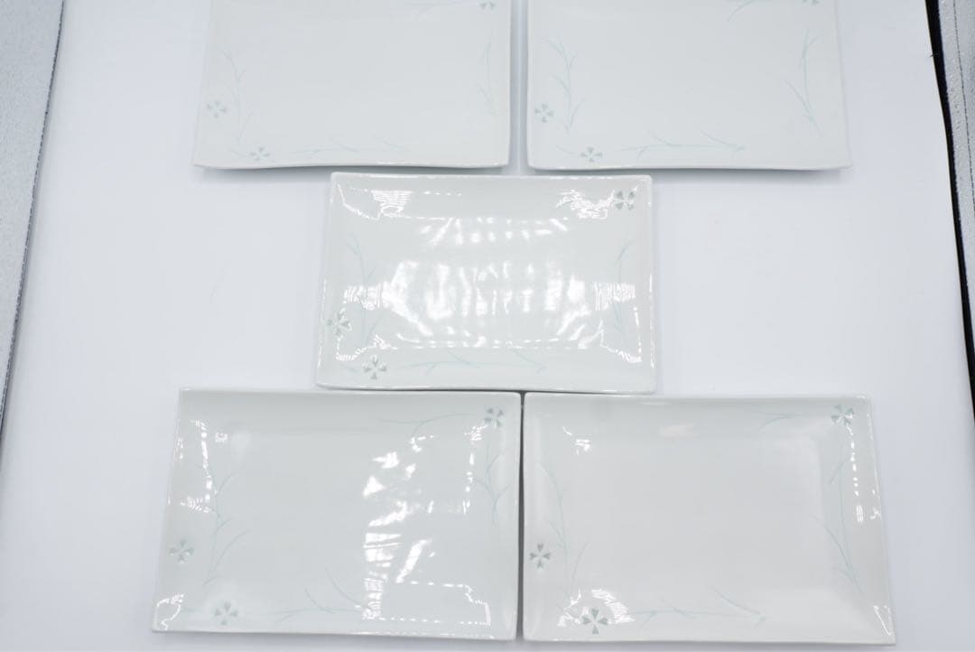 特選高級美術　有田焼　ホタル焼　ホタル透かし　焼皿　角皿　平皿　5客セット