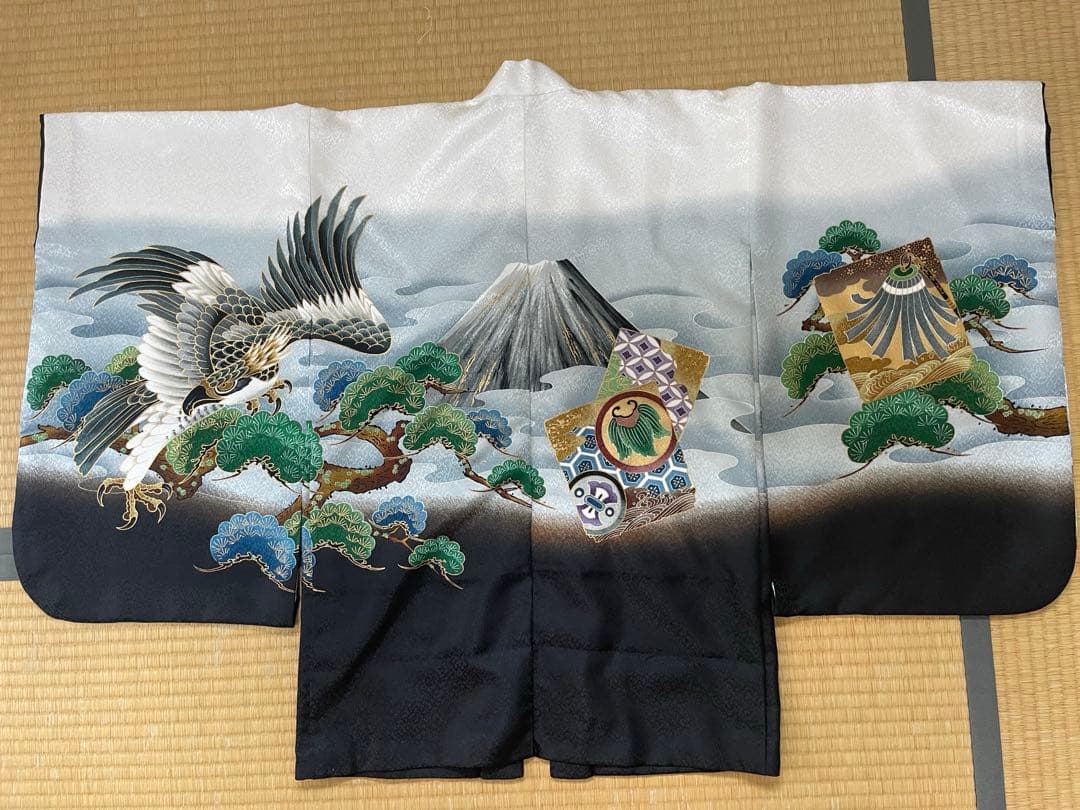 七五三 男の子着物、羽織、袴、小物セット（富士山、松、鷹）