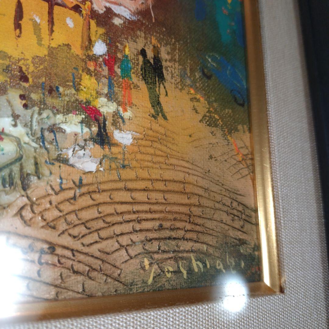 松井ヨシアキ パリのカフェ 夜のカフェF3 肉筆画 油絵 風景画 油彩画 洋画