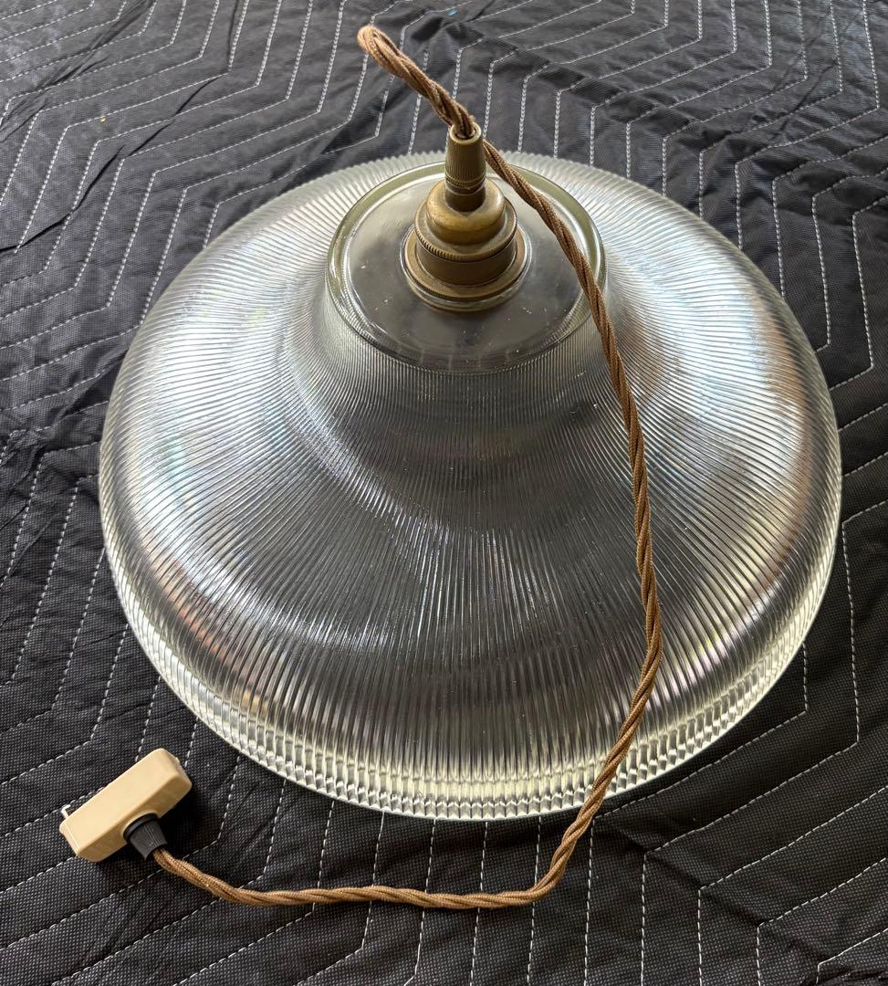 リブ加工　クリアガラス　ランプシェード　シーリングライト　ペンダントライト