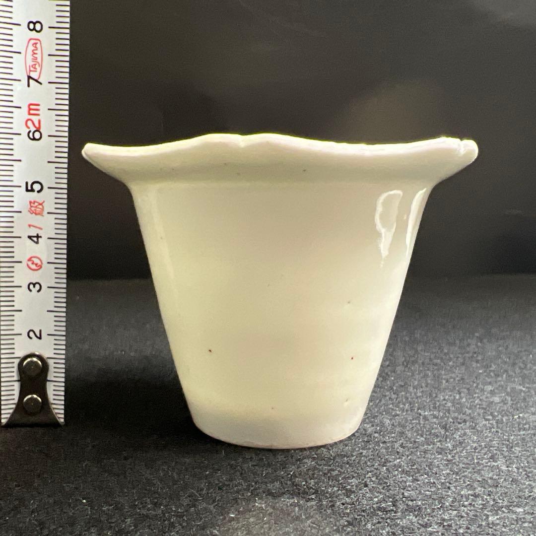 江戸初期~中期　柿右衛門白磁輪花猪口8客　状態良　木箱付　東Y8-0114☆2F