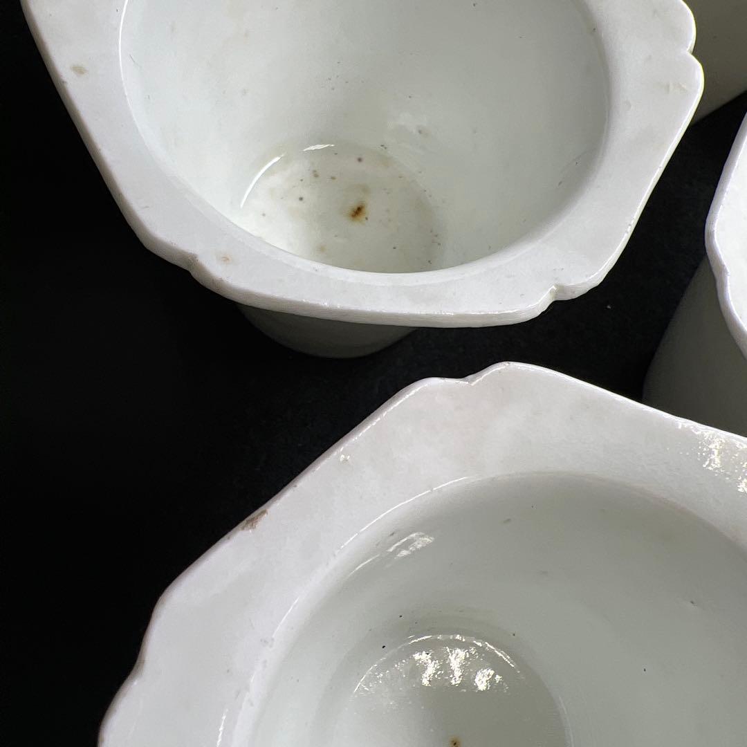 江戸初期~中期　柿右衛門白磁輪花猪口8客　状態良　木箱付　東Y8-0114☆2F