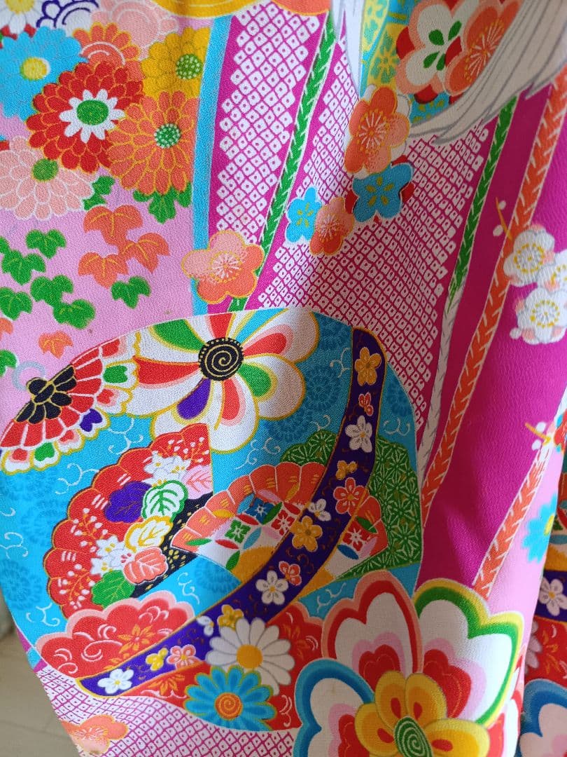 アンティークピンクの着物とキラキラ作り帯セット