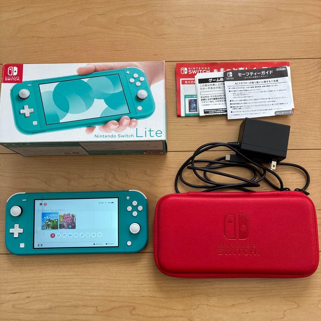 Nintendo Switch Lite ターコイズ 本体/充電器、箱、ケース
