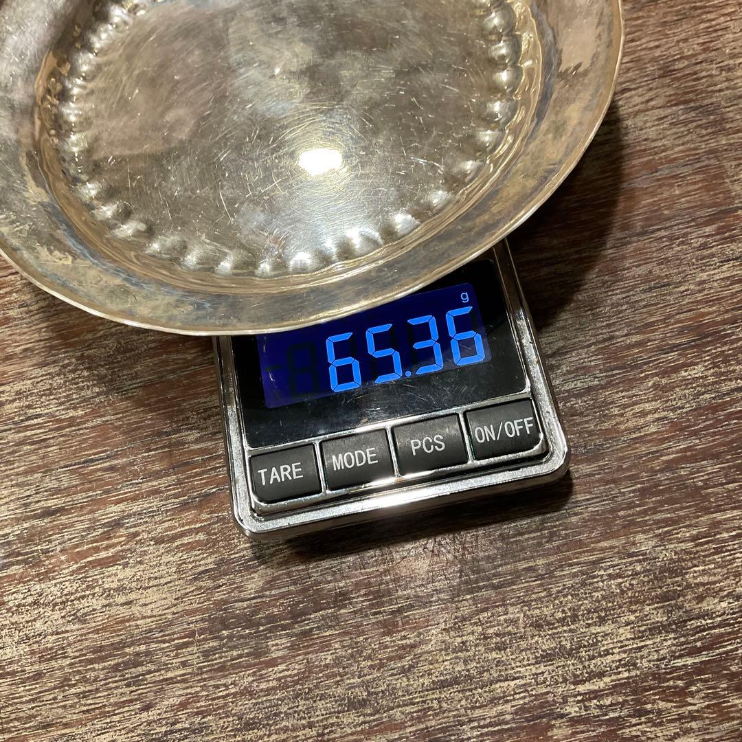 総重量325g！ 時代金工 青松堂 純銀 銘々青海盆 五客揃 共箱付き 煎茶道具