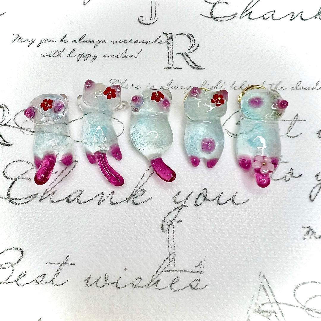 リクエスト専用　青いお花　氷　猫　5個セット