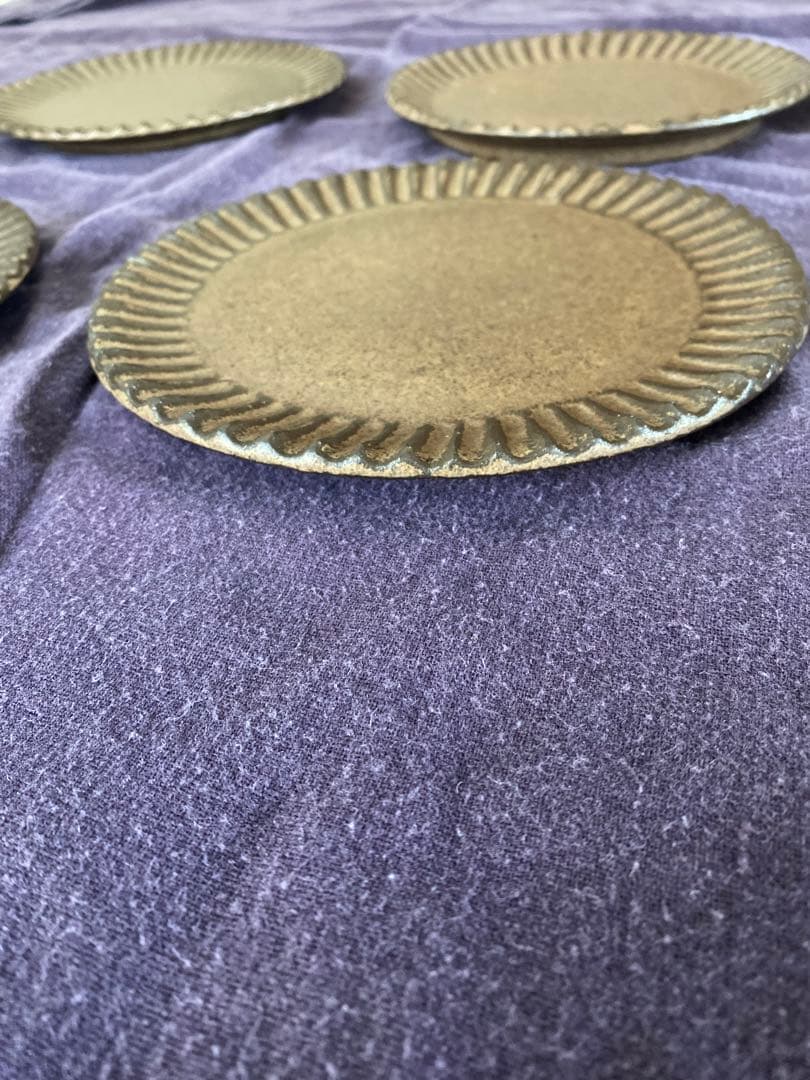 小澤基晴 ブロンズ しのぎ 6寸 ケーキ皿 4枚組