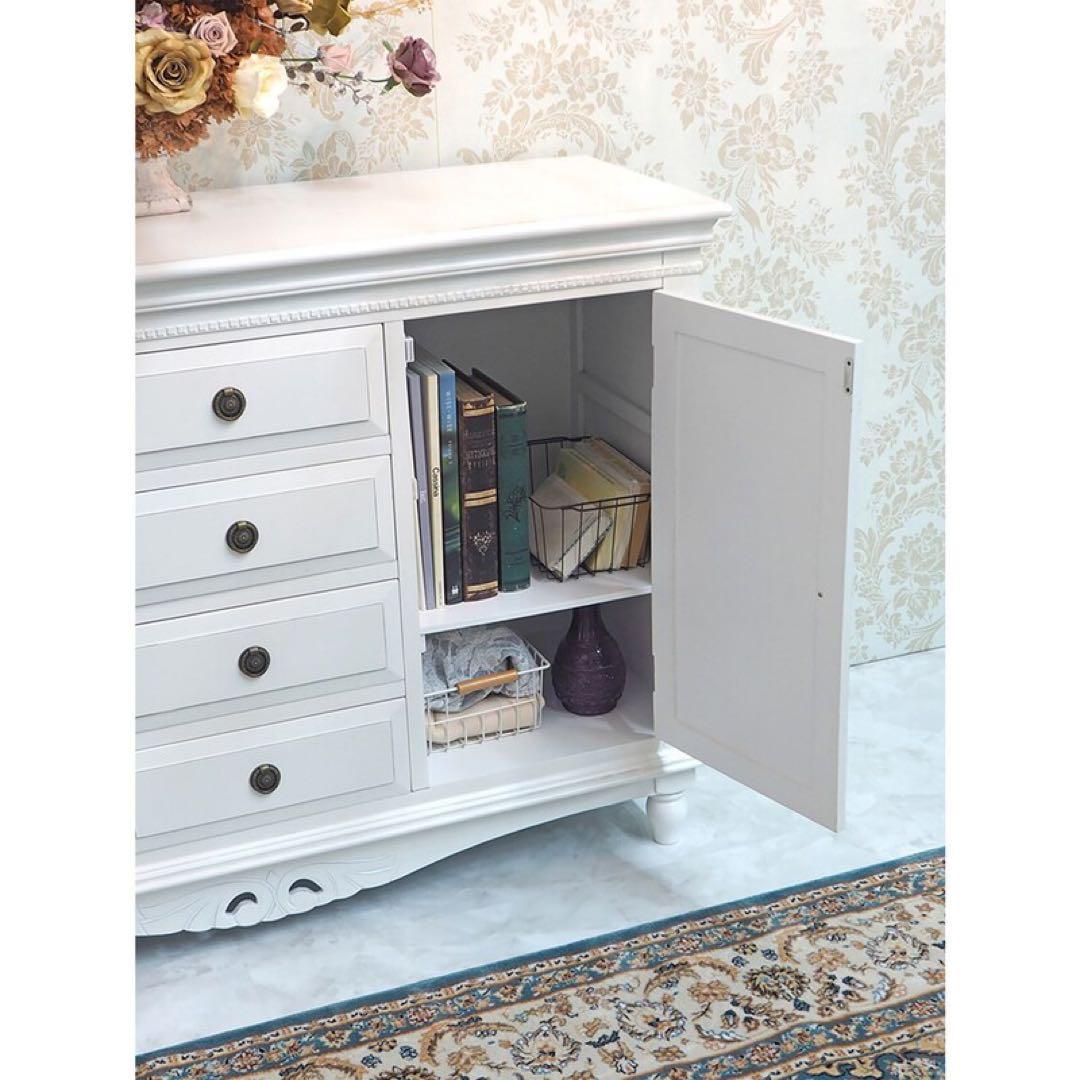 ヨーロピアン調リビングボード サイドボード キャビネット アンティーク風 姫家具