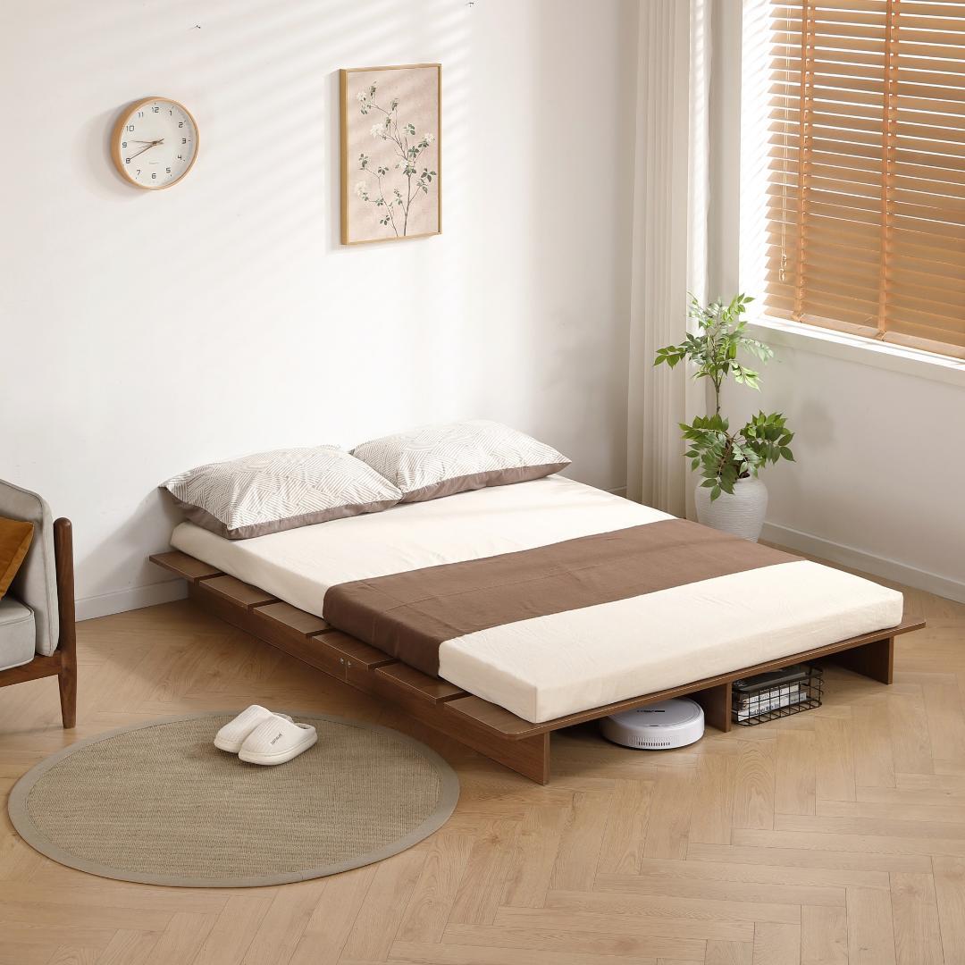 超人気！ベッド ローベッド 【幅160cm】 ベッドフレーム すのこ　BROWN