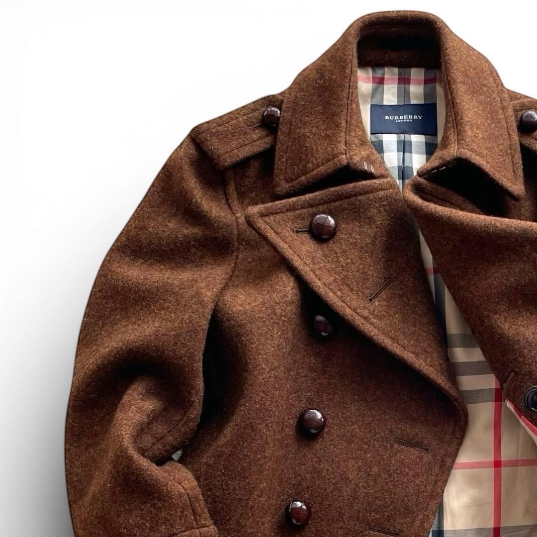 極美品✨バーバリーロンドン メルトンウール ダブルPコート ノバチェック L
