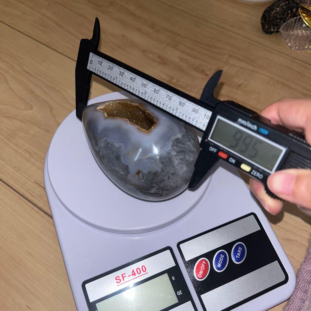 瑪瑙 卵 ジオード 結晶 天然石 465g