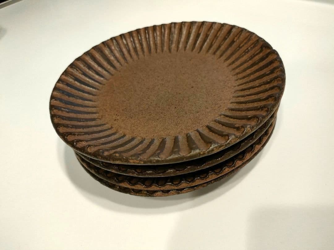 小澤基晴　ブロンズ６寸リム皿　２点