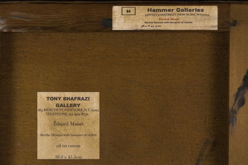 マネ　油彩　肉筆『すみれの花束』サイン　ギャラリーシール　F8号　額装　b623