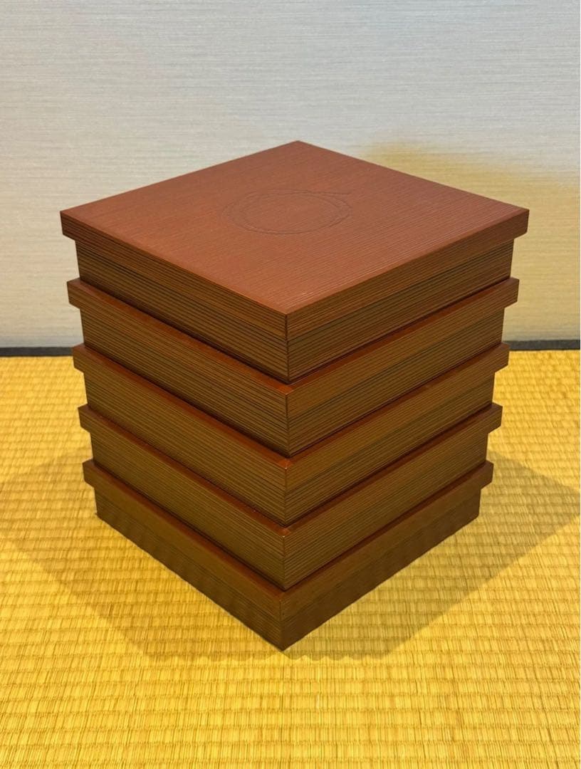 木製漆塗り 初瀬川柳菴 作 柳筥 出世膳 5客 茶懐石道具 弁当箱 共箱