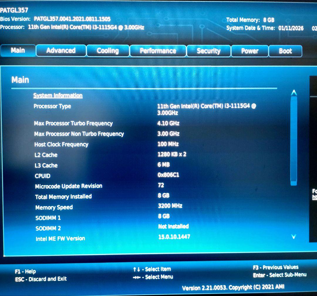 Intel インテル NUC11 NUC11PAHi3 Core i3 ミニPC