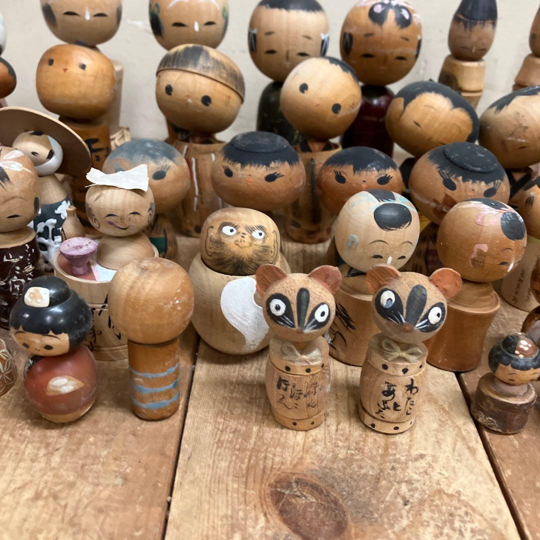 D-3 昭和レトロ 郷土玩具 こけし 小芥子 ミニチュア ミニ 52体セット