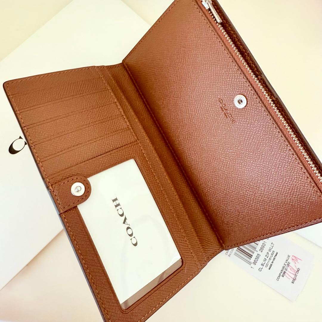COACH コーチ　スリムウォレット 長財布　ブラウン　茶色