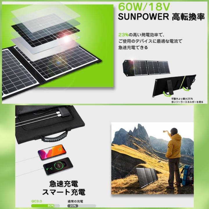 ❤スリムコンパクトながら100Wもの高出力♪❤使い勝手抜群❣ソーラーパネル